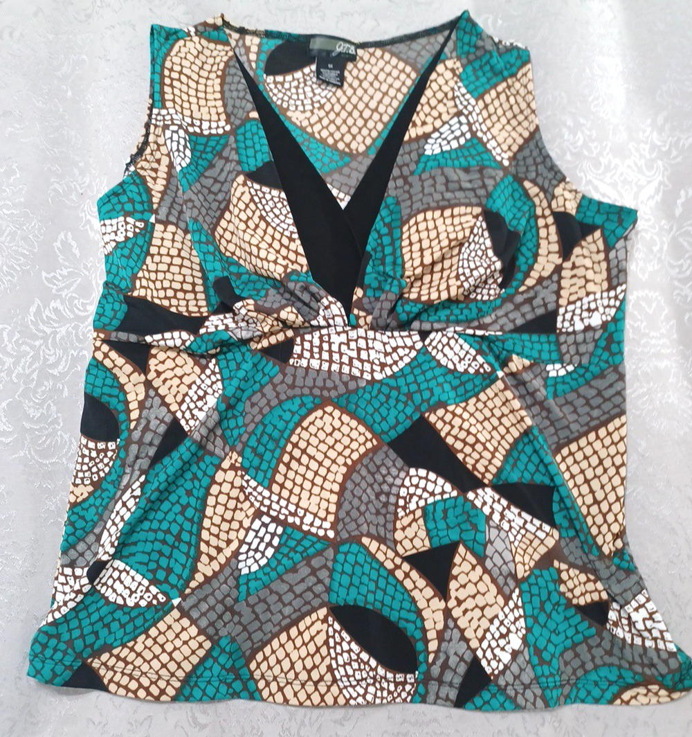 JTB Womens Sleeveless Knit Tank Stretch Top Sz 1X V Neck Multicolored *Tag Worn